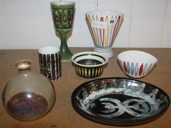 Group of Seven Rye pottery vessels